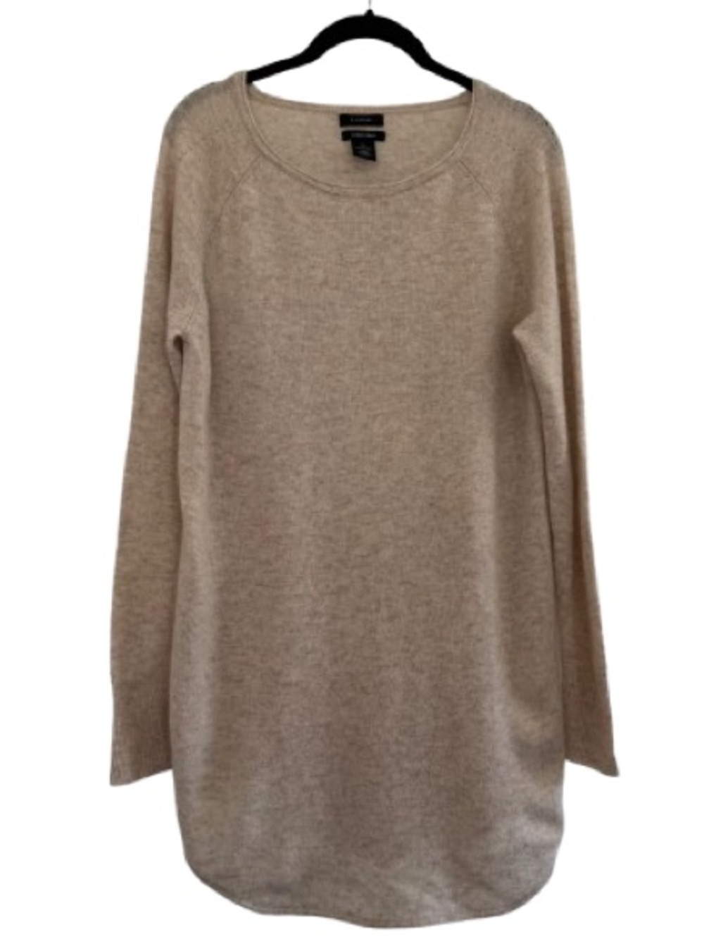 Halogen Shirttail Wool & Cashmere Boatneck Tunic Top Long Sleeve Minimal Oatmeal